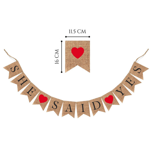 She said yes Burlap Banner Bunting