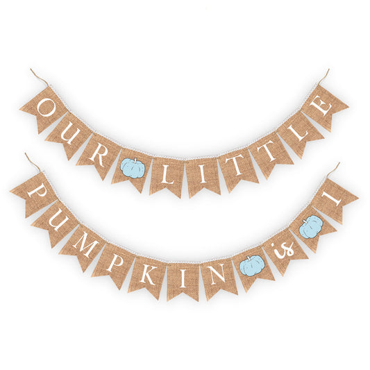 Our little pumpkin is turning one, First Birthday boy Pumpkin baby shower Decoration Rustic Banner Bunting