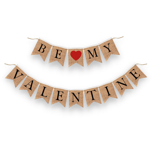 Valentines Garland | Valentine Banner | Be my Valentine sign with red heart | Rustic Valentine Decor backdrop