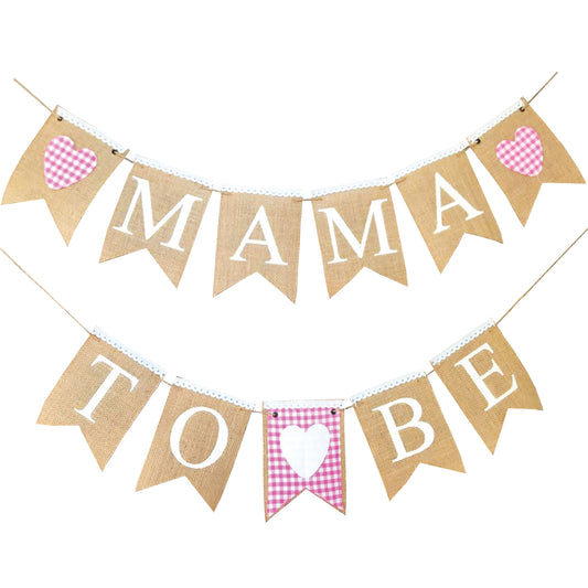 Mama to be banner, Baby shower Girl Bunting, Pink and white checkered Buffalo plaid Picnic theme Baby shower Gender reveal Bunting