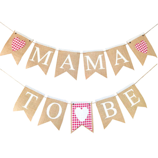 Mama to be banner, Baby shower Girl Bunting, Red and white checkered Buffalo plaid Picnic theme Baby shower Gender reveal Bunting