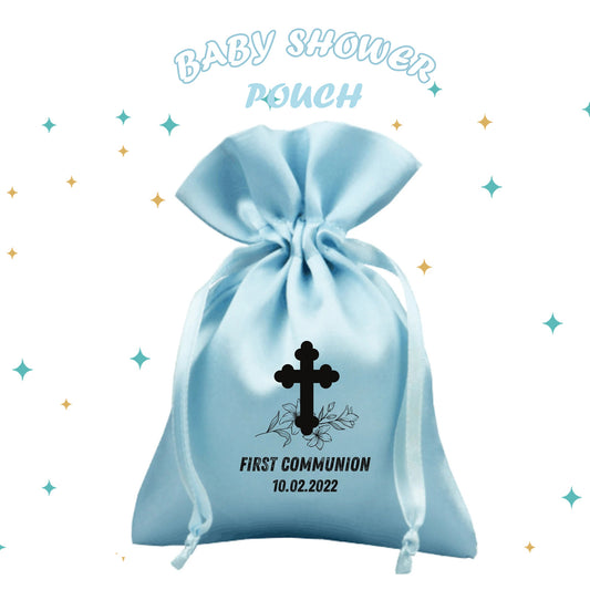 First Communion favors Satin Bags - baptism first communion cross favors souvenirs favors gifts for Baby boys Girls Son Daughter