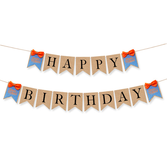 Blippi Happy Birthday Bow Tie Banner Bunting for Birthday Party, Anniversary, One year birthday