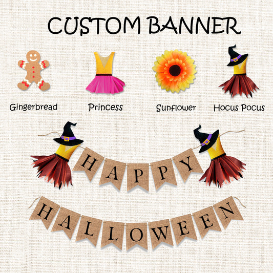 Customized bunting banner for Halloween, Christmas decoration, Birthday party, One year birthday