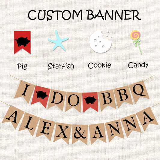 Customized banner for wedding, birthday, baby shower, engagement, bridal shower, hen night, valentine and love.