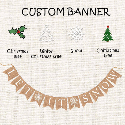 Customized Christmas theme banner, Christmas party, Christmas Holiday Decor Burlap Bunting