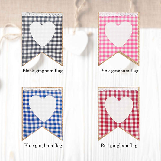 Gingham flags in regular and vintage style (10 pieces in a package) to create your own banner.