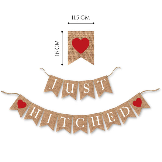 Just Hitched Burlap Banner Bunting