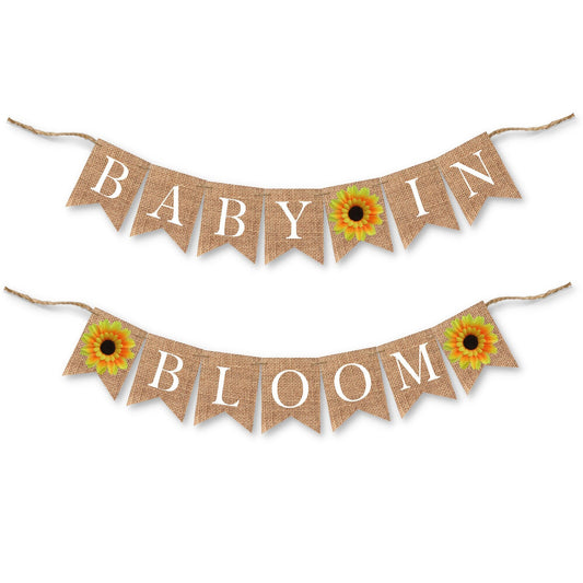 Baby In Bloom Burlap Bunting Banner