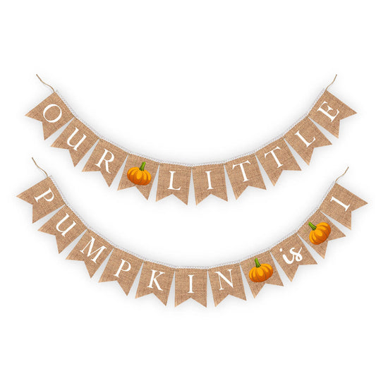 Our little pumpkin is turning one, First Birthday girl boy Pumpkin baby shower Decoration Rustic Banner Bunting