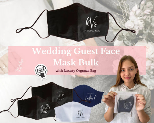 30-1000 Bulk Micro wedding Face mask for Guest Favor Customized with your monogram, name, initial