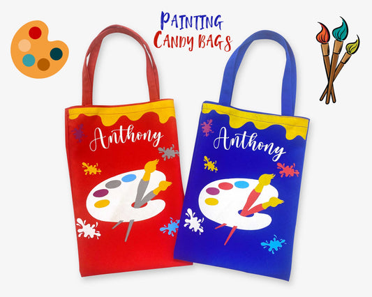Personalized Paint Party Candy bags for Kids, Art Party bags for the first birthday, One year birthday candy bags, Paint Palette bags