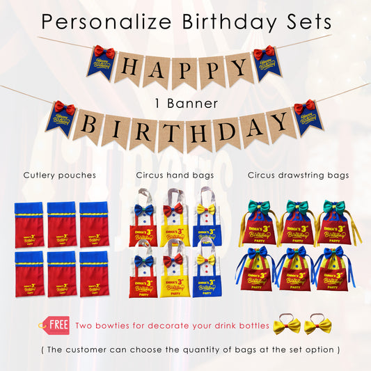 Happy Birthday Party Sets Personalization, Custom Any Words Bags Name, Birthday burlap banner, Rustic birthday party decorations