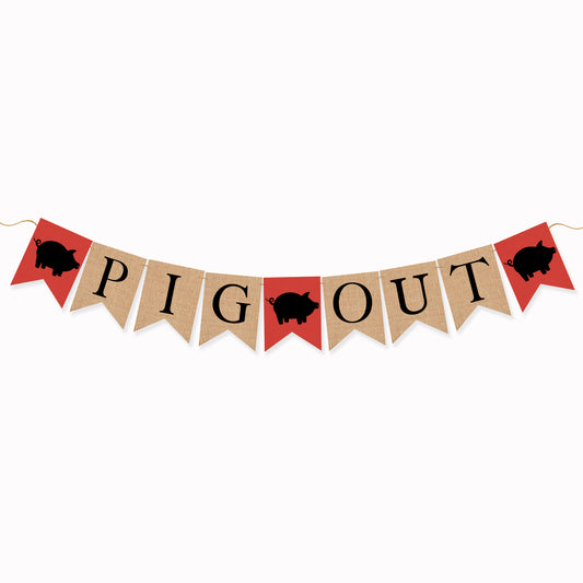 Pig Out Bunting Banner, Backyard birthday theme, Event Decor, Food Table Hanging Sign