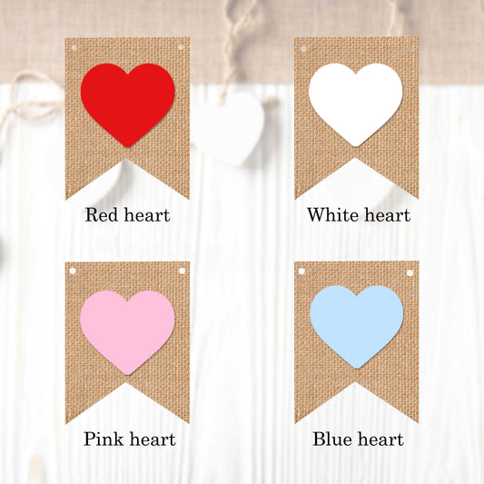 Plain heart flags in regular and vintage style (10 pieces in a package) to create your own banner