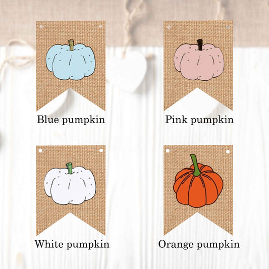 Little pumpkin flags in regular and vintage style (10 pieces in a package) to create your own banner.