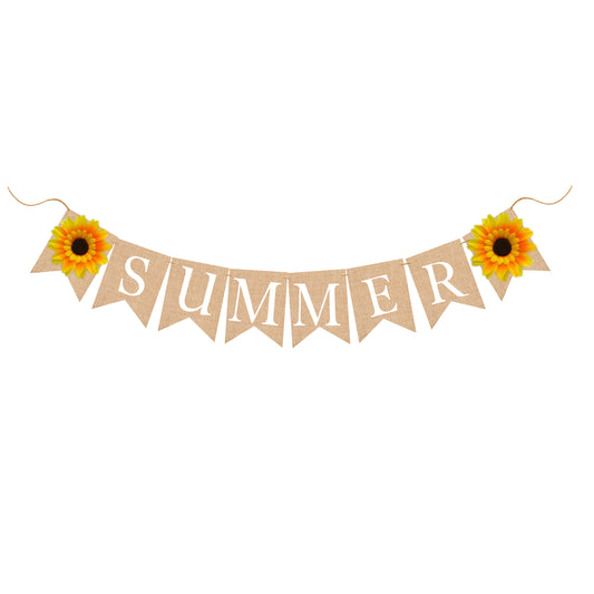 Summer banner with sunflower, Summer decorations for home, summer party decoration, summer house decor, summer garden flag pennant