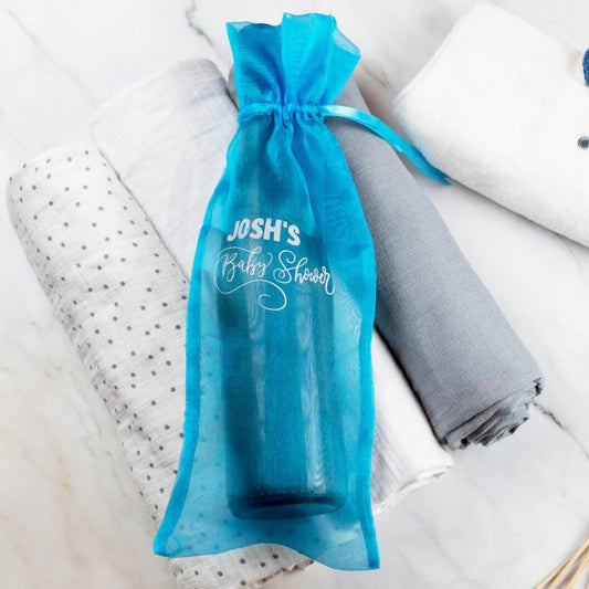 Baby Shower Wine Bottle Favor Blue Bags, wine bags personalized, wine bags for wine bottles gifts bulk for Birthday baby shower