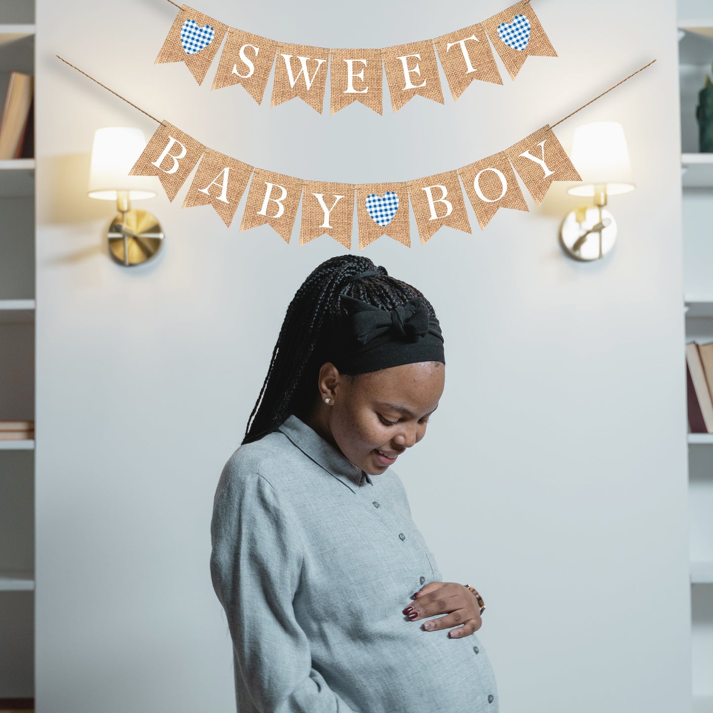 Sweet Baby Boy Burlap Banner Bunting