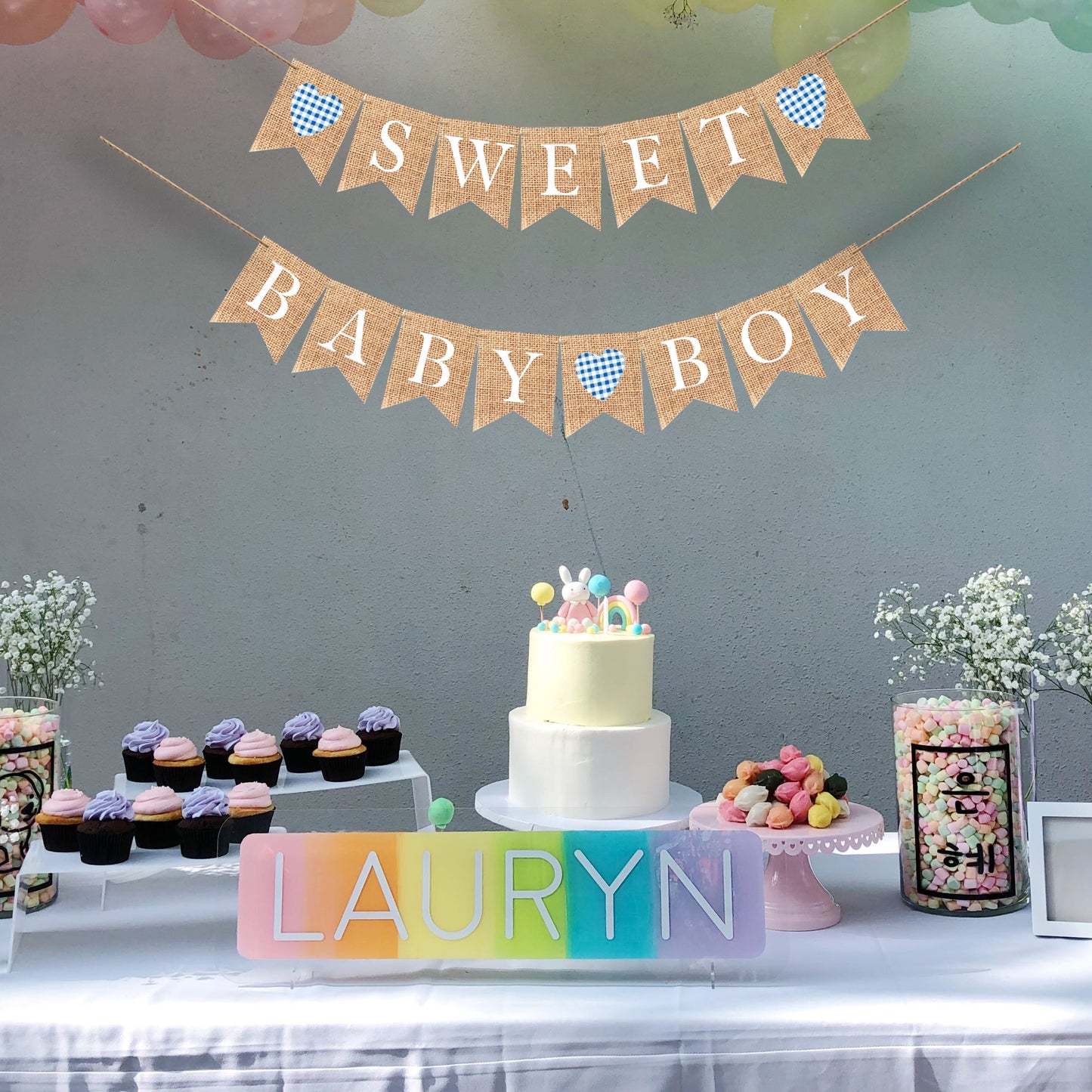 Sweet Baby Boy Burlap Banner Bunting