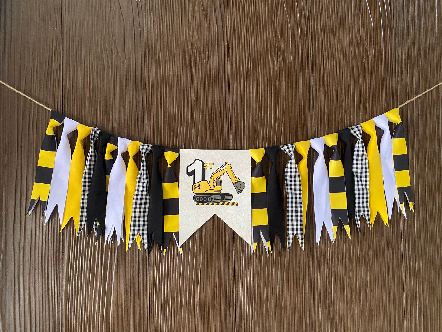 First CONSTRUCTION Highchair , Construction 1st BIRTHDAY Banner with Tassels | Pre-Assembled Ready to Hang