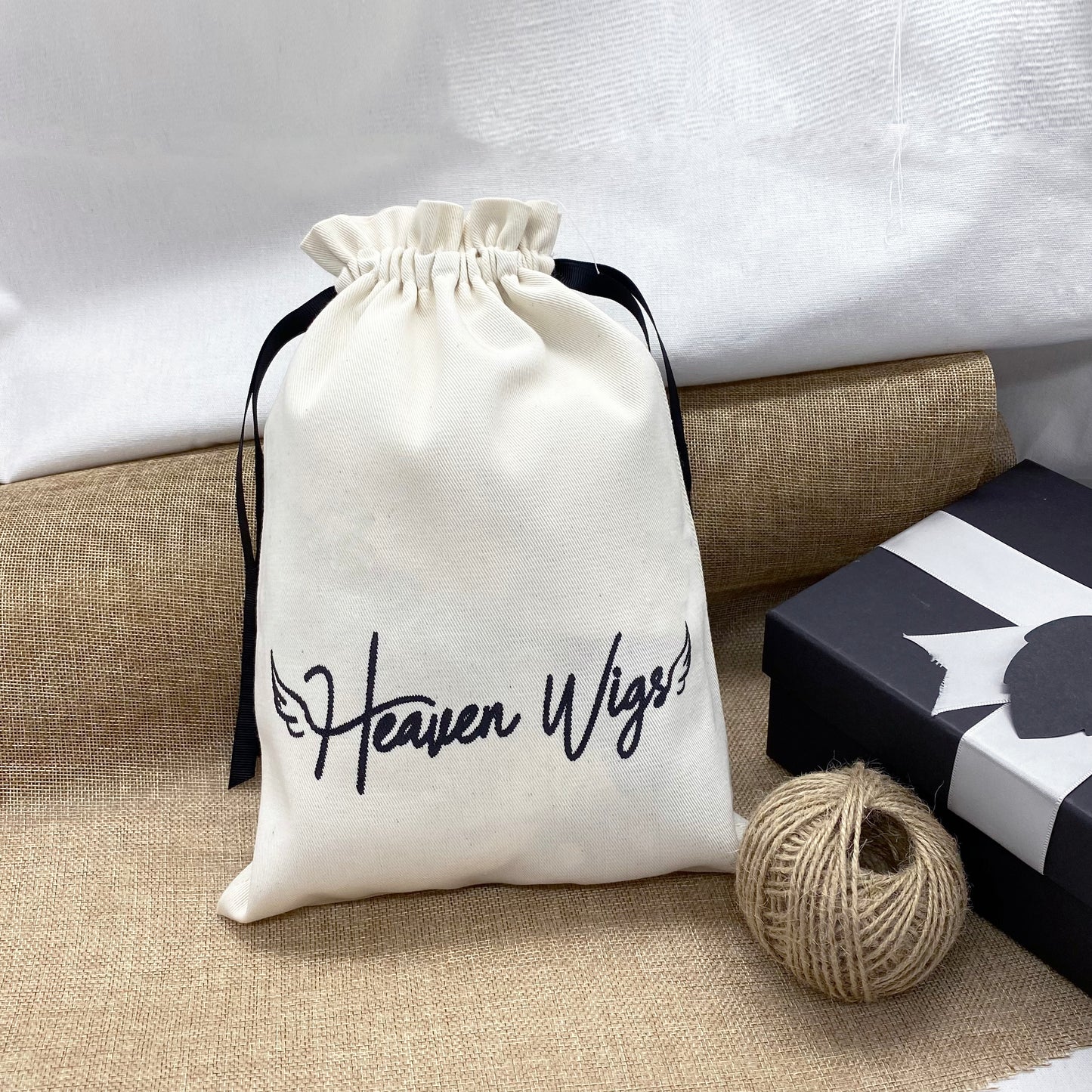 White thick twill cotton pouches, bulk wholesale custom logo bags.