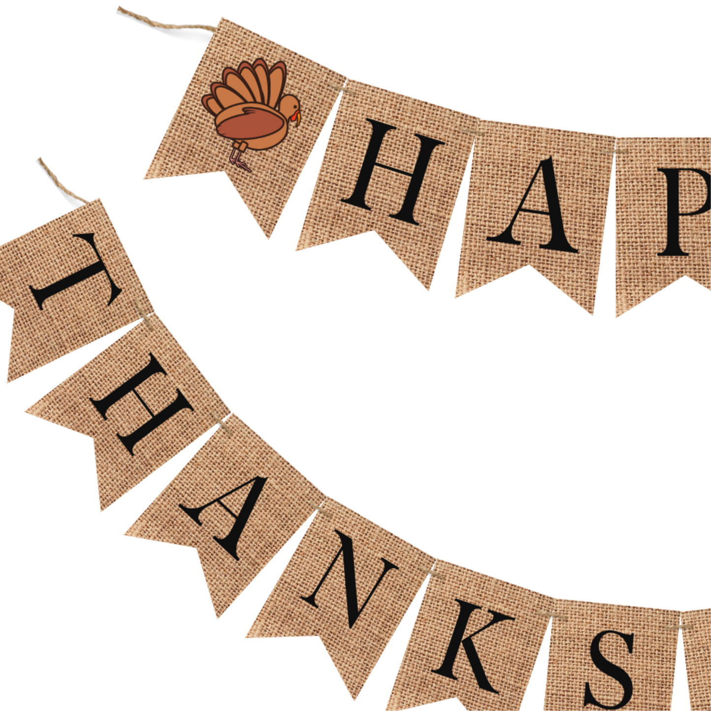 Happy Thanksgiving Turkey Garland Hessian Burlap Bunting for Thanksgiving fall Harvest Decoration