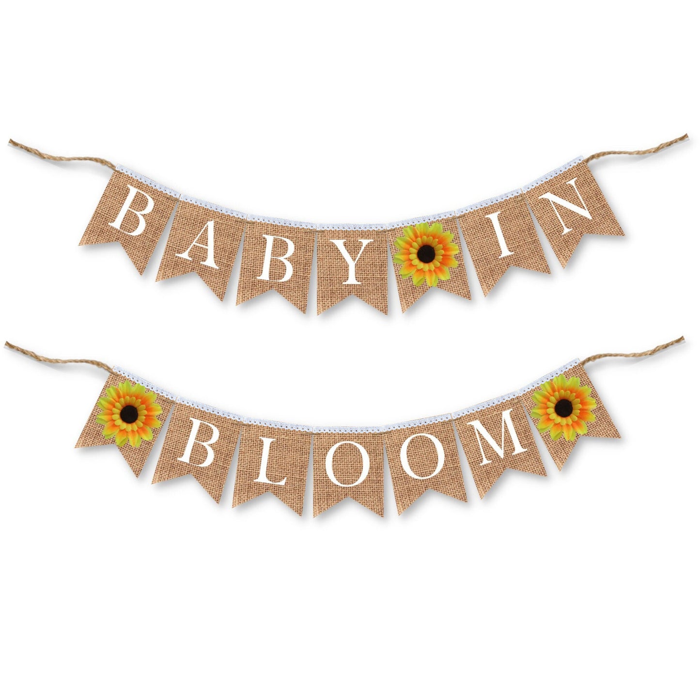 Baby In Bloom Burlap Bunting Banner