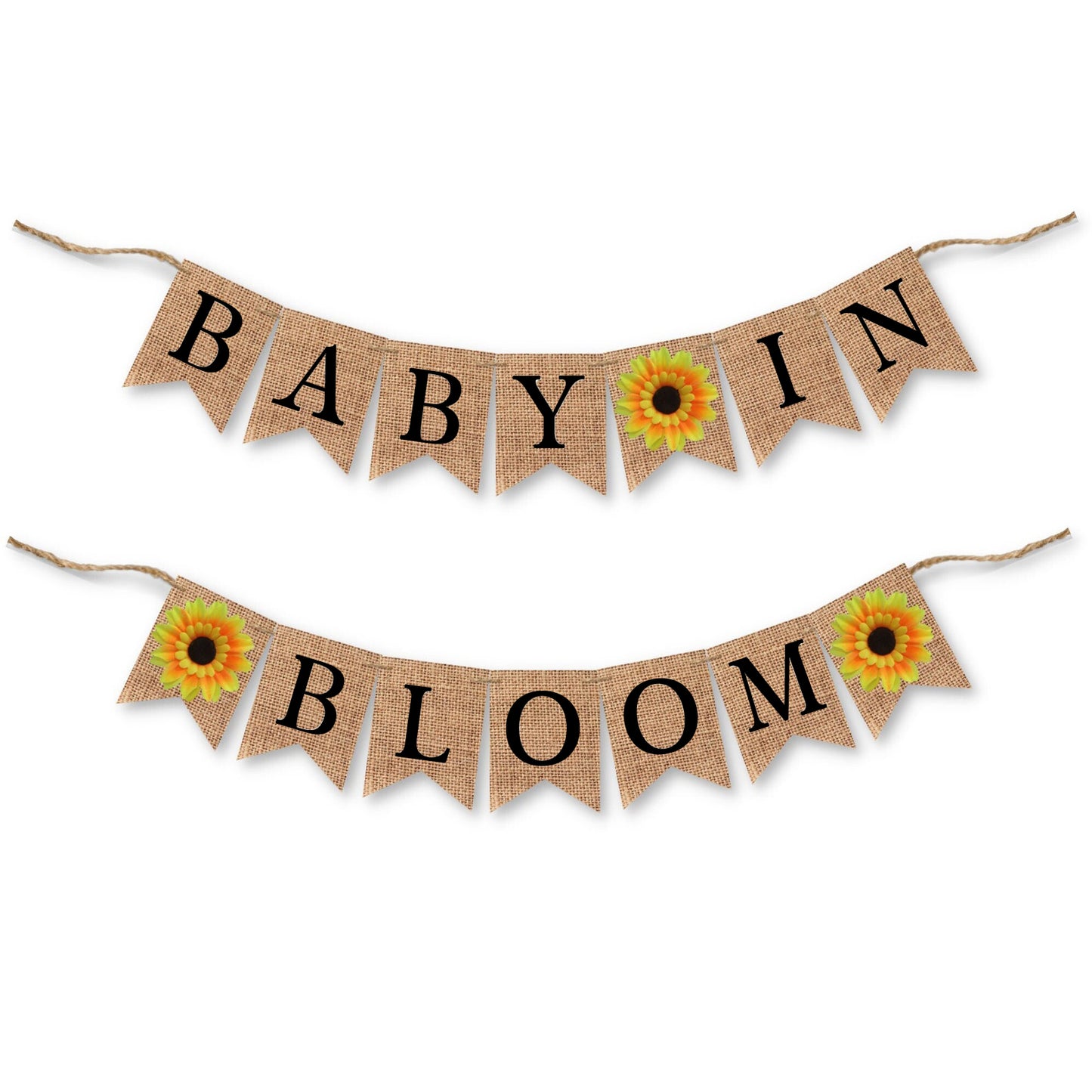 Baby In Bloom Burlap Bunting Banner