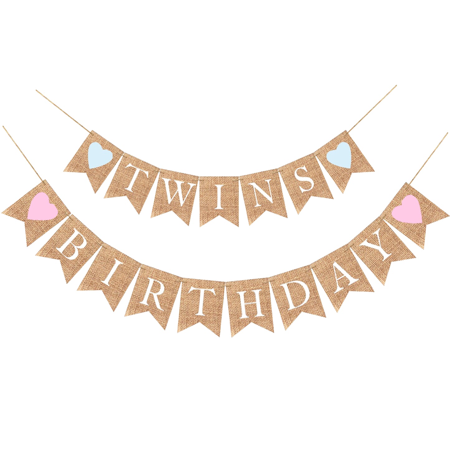 Twins Birthday Burlap Banner Bunting - Twins Baby Birthday Boy Girl Birthday banner Twin's First birthday Banner