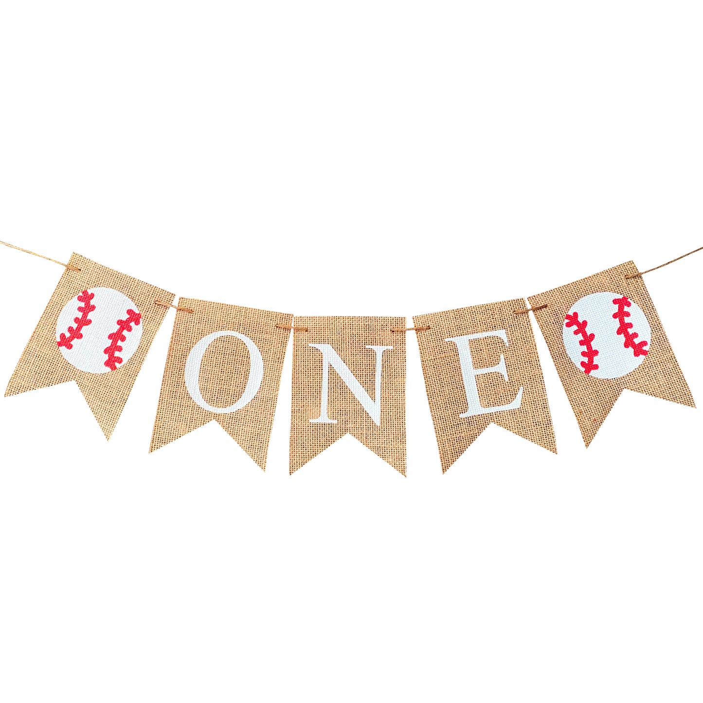 VINTAGE BASEBALL FIRST BIRTHDAY BURLAP BUNTING BANNER