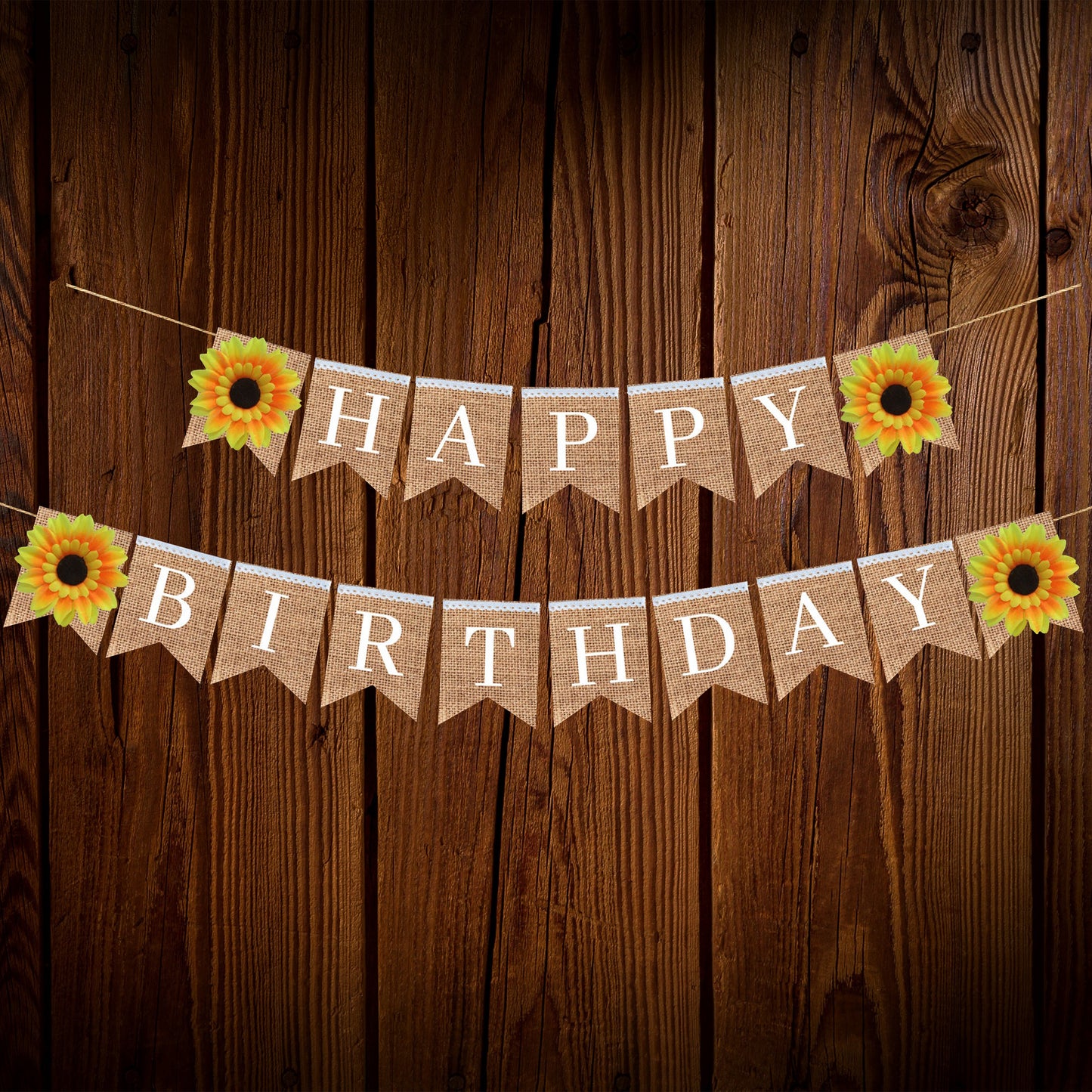 HAPPY BIRTHDAY BANNER WITH SUNFLOWERS