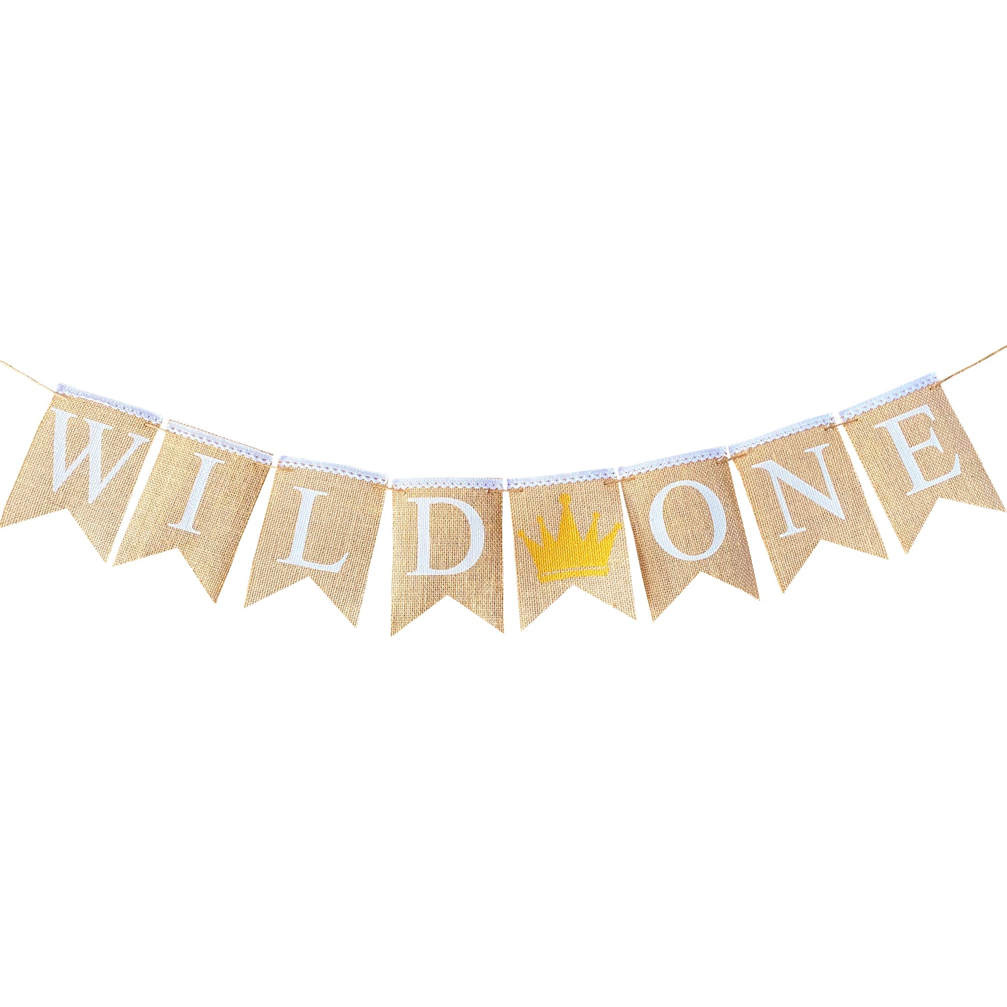 WILD ONE WITH GOLD GLITTER CROWN | 1st FIRST BIRTHDAY BOY GIRL DECORATION BUNTING