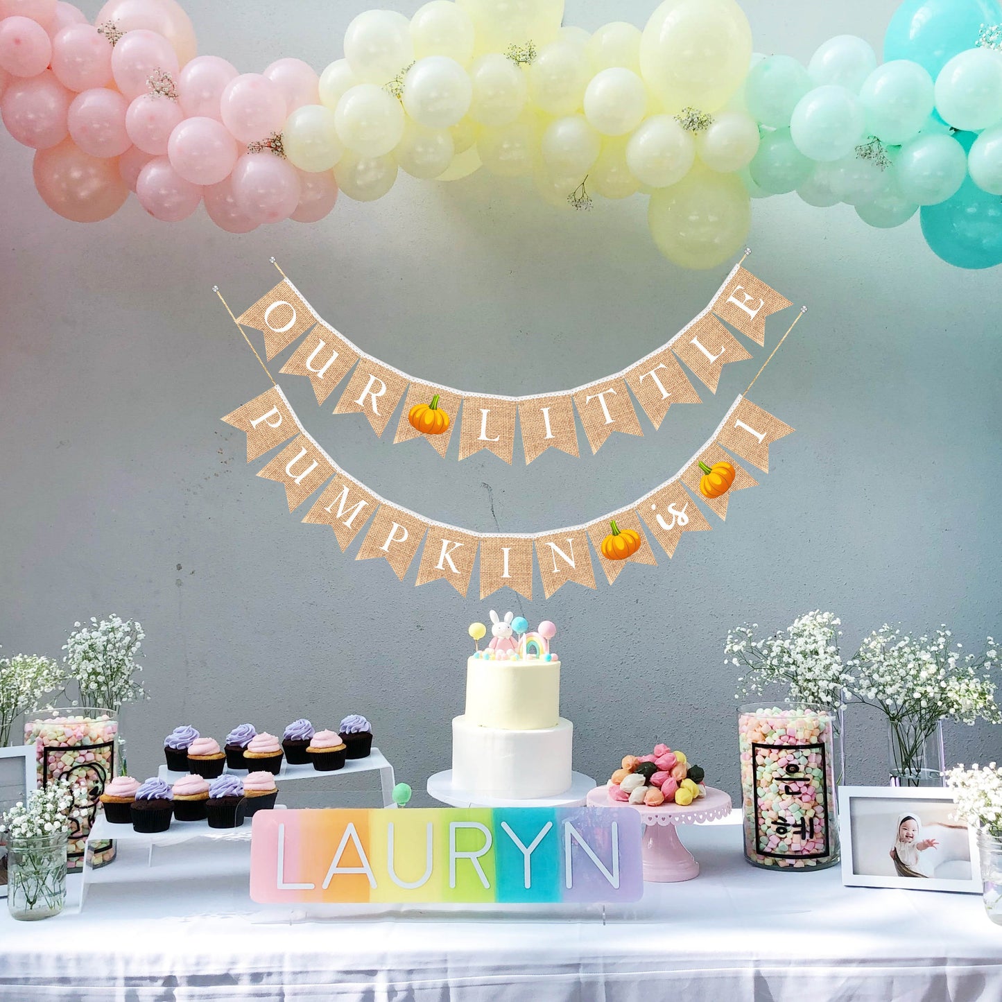 Our little pumpkin is turning one, First Birthday girl boy Pumpkin baby shower Decoration Rustic Banner Bunting