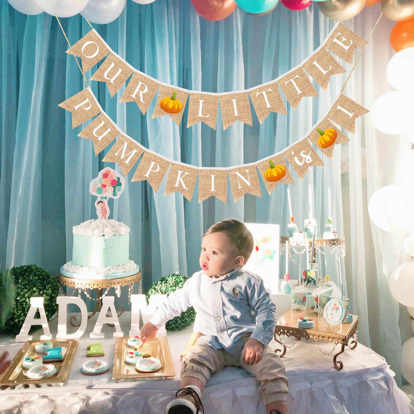 Our little pumpkin is turning one, First Birthday girl boy Pumpkin baby shower Decoration Rustic Banner Bunting