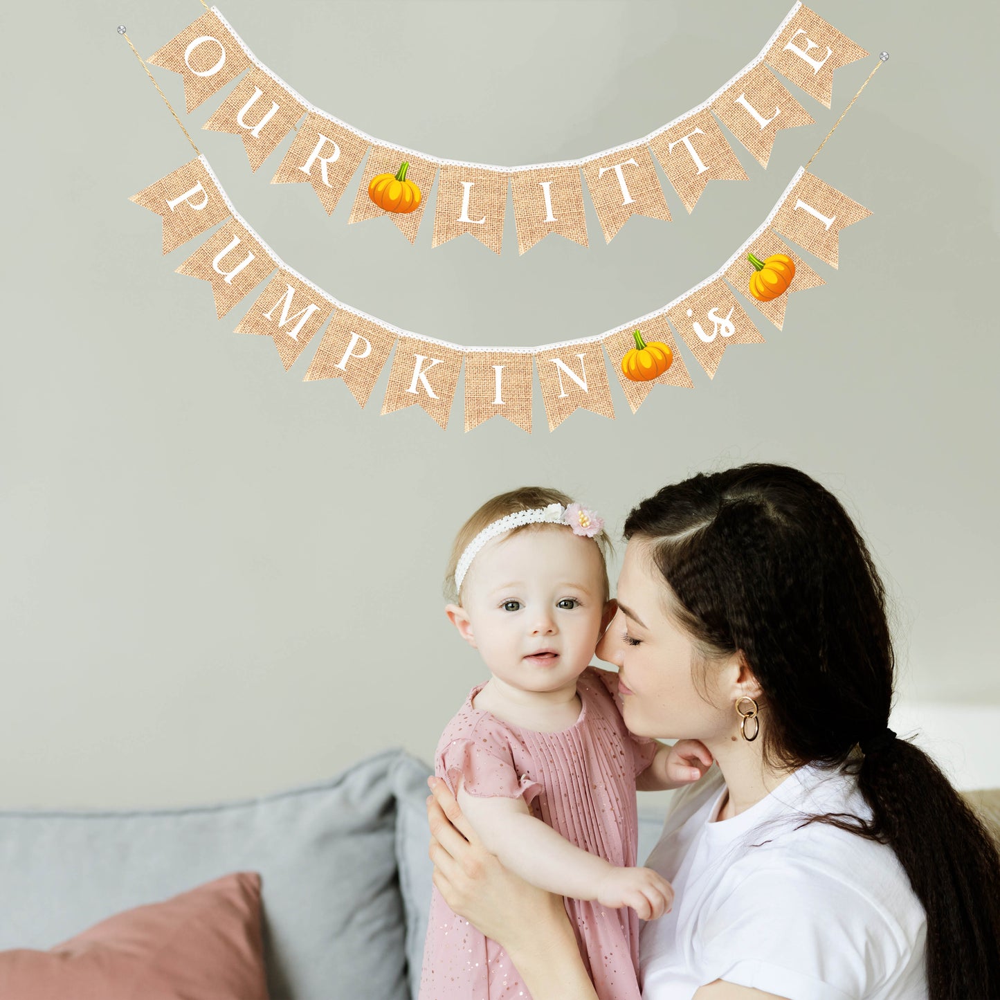 Our little pumpkin is turning one, First Birthday girl boy Pumpkin baby shower Decoration Rustic Banner Bunting