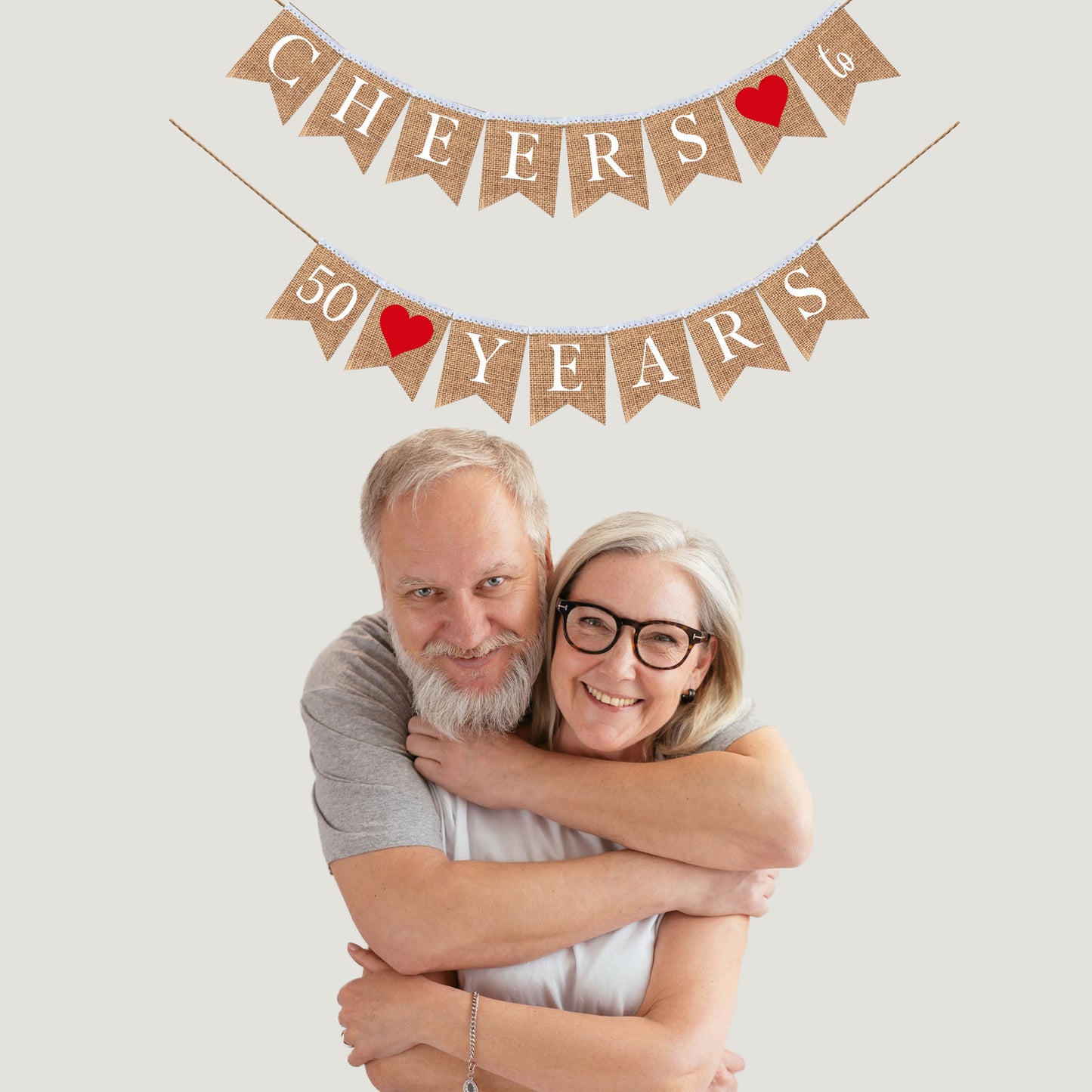 50th Anniversary or Birthday Burlap Banner Bunting