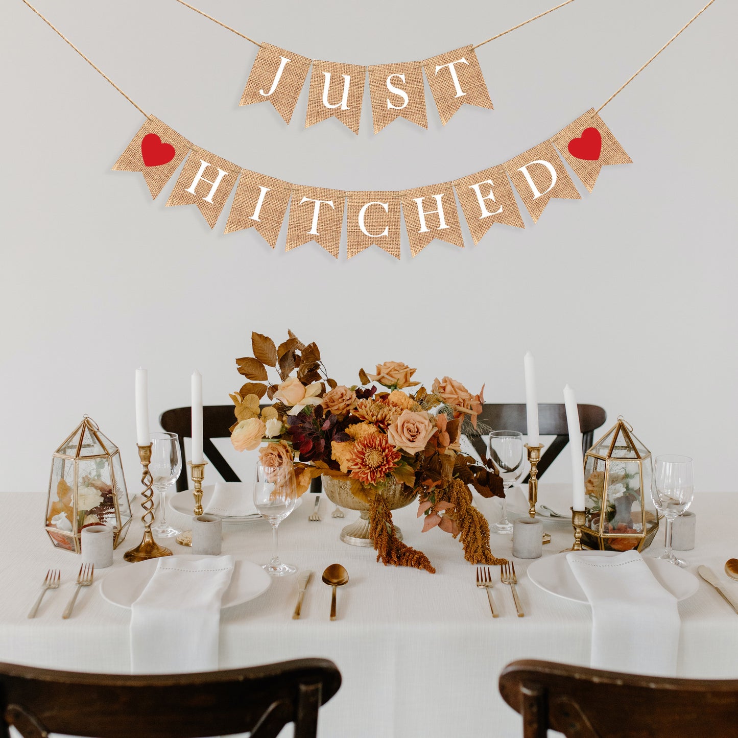 Just Hitched Burlap Banner Bunting