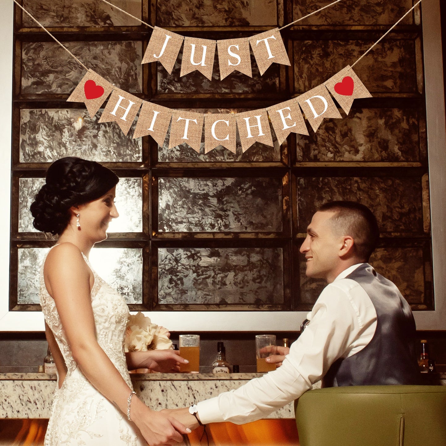 Just Hitched Burlap Banner Bunting