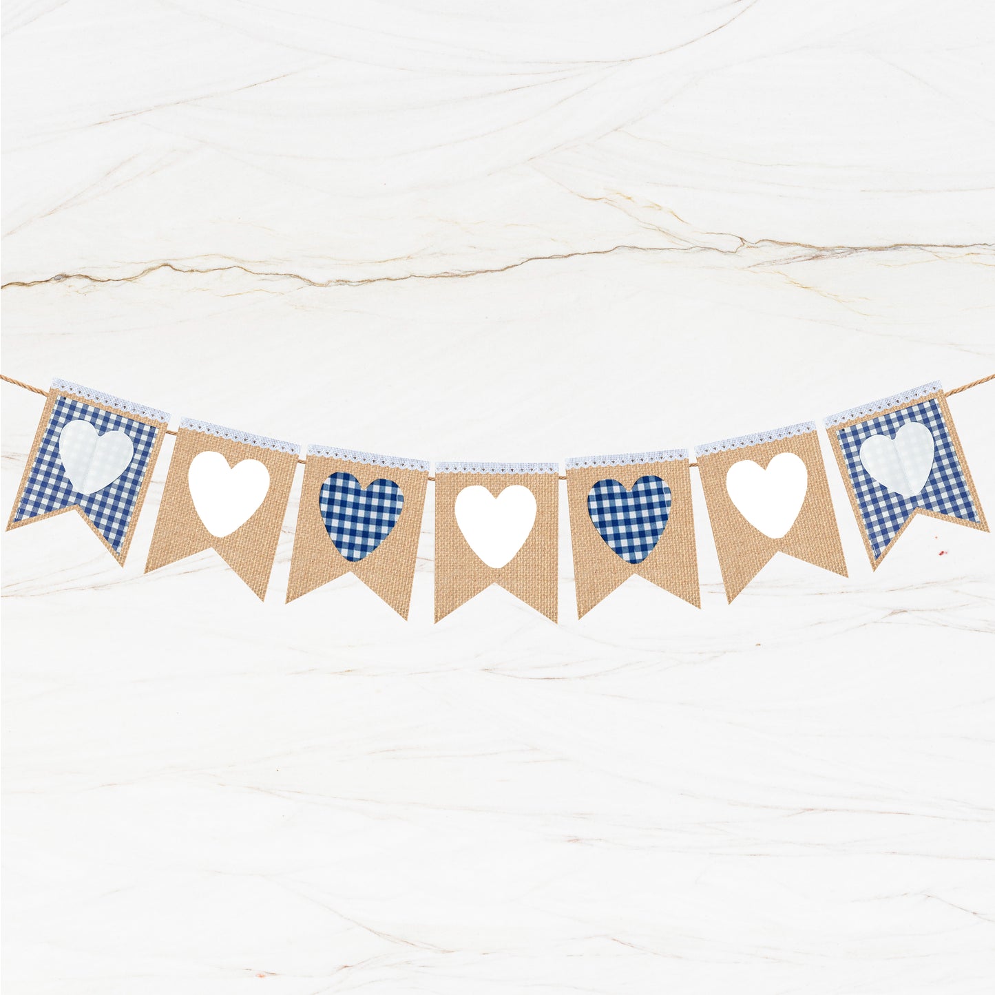 Heart Garland White, Red Heart Burlap Banner, Blue Gingham Theme Farmhouse Rustic Wedding Banner, Rustic Custom Pink Burlap banner