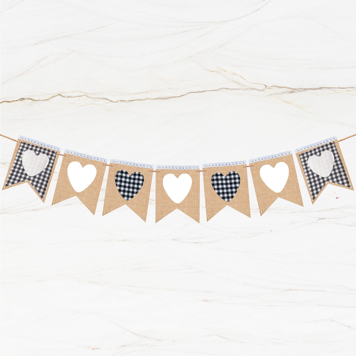 Heart Garland White, Red Heart Burlap Banner, Blue Gingham Theme Farmhouse Rustic Wedding Banner, Rustic Custom Pink Burlap banner