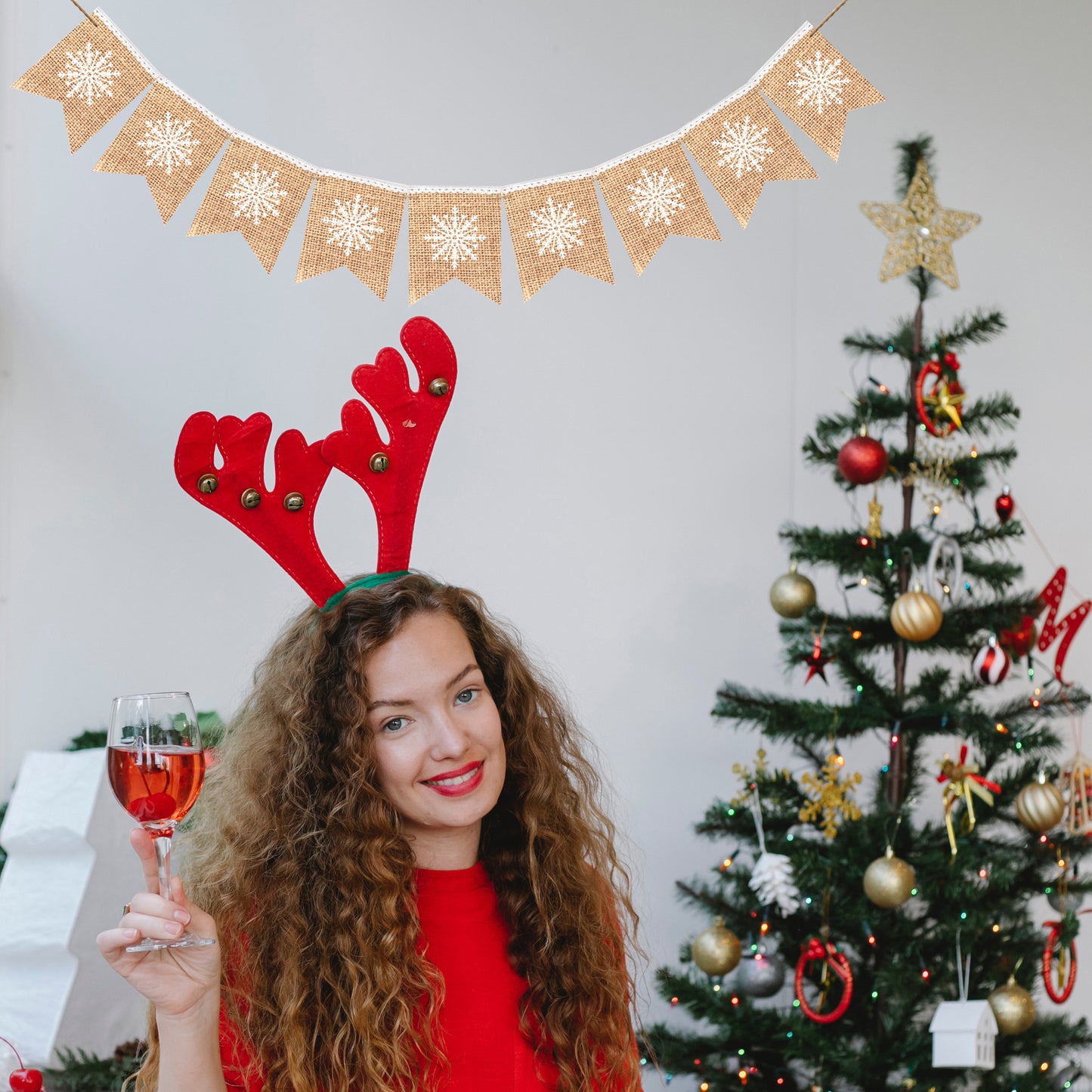 Snowflake Garland White Burlap Bunting