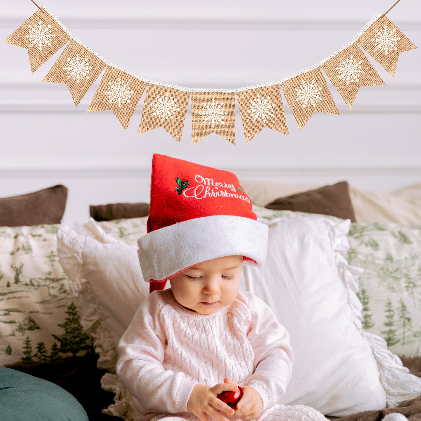 Snowflake Garland White Burlap Bunting