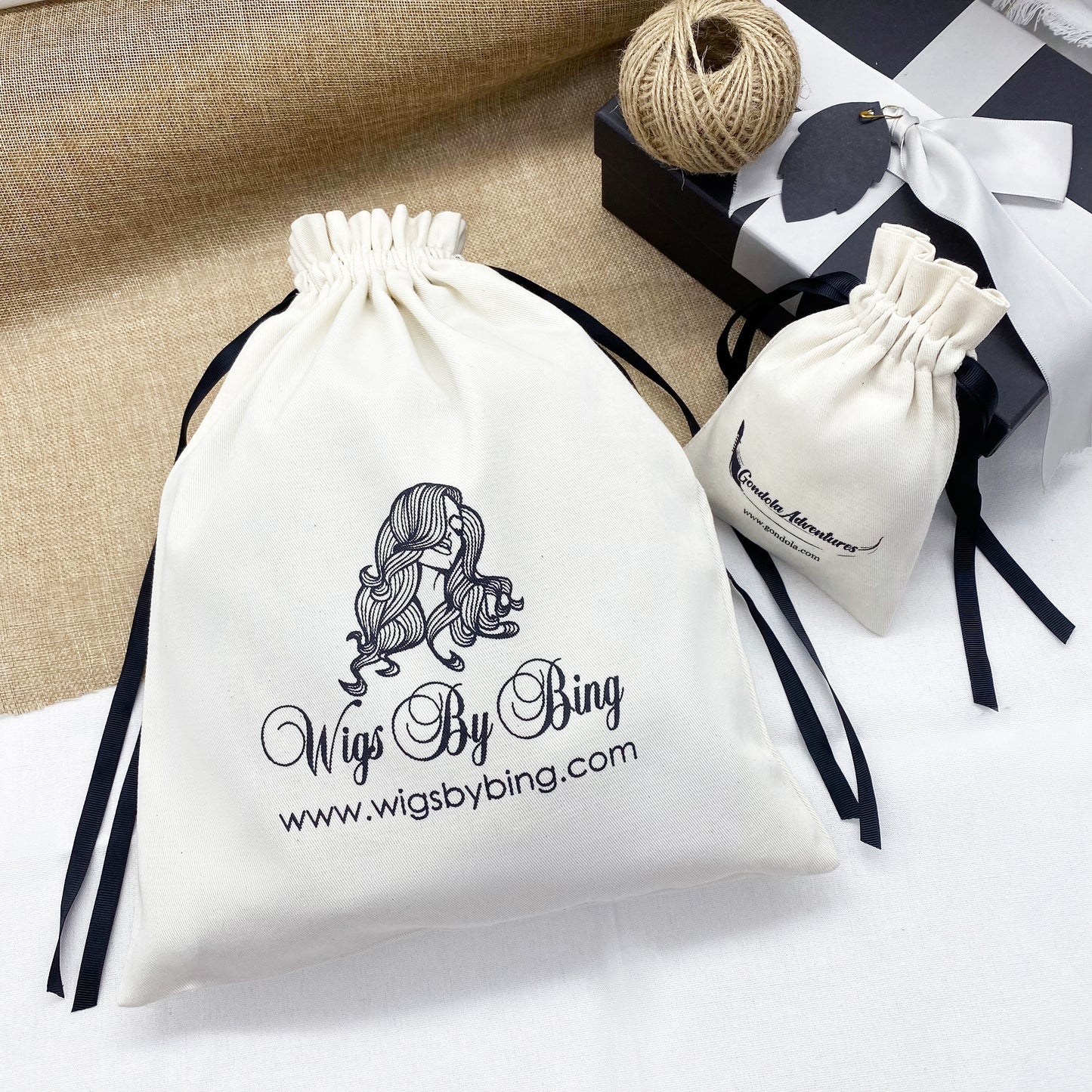 Cotton canvas bag with personalized logo or print, drawstring bags with logo