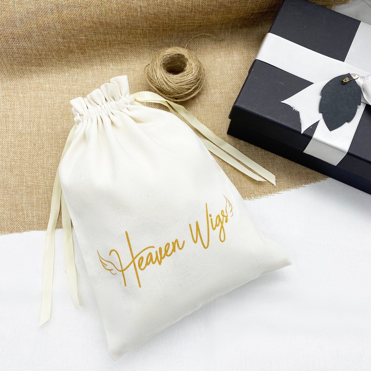 White thick twill cotton pouches, bulk wholesale custom logo bags.