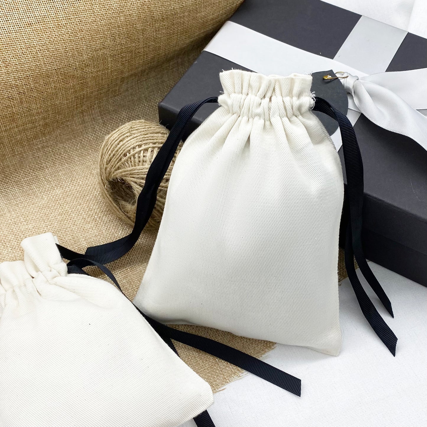 Natural Cotton drawstring bags, Premium Canvas bags for party, wedding, elegant wedding favors for guests