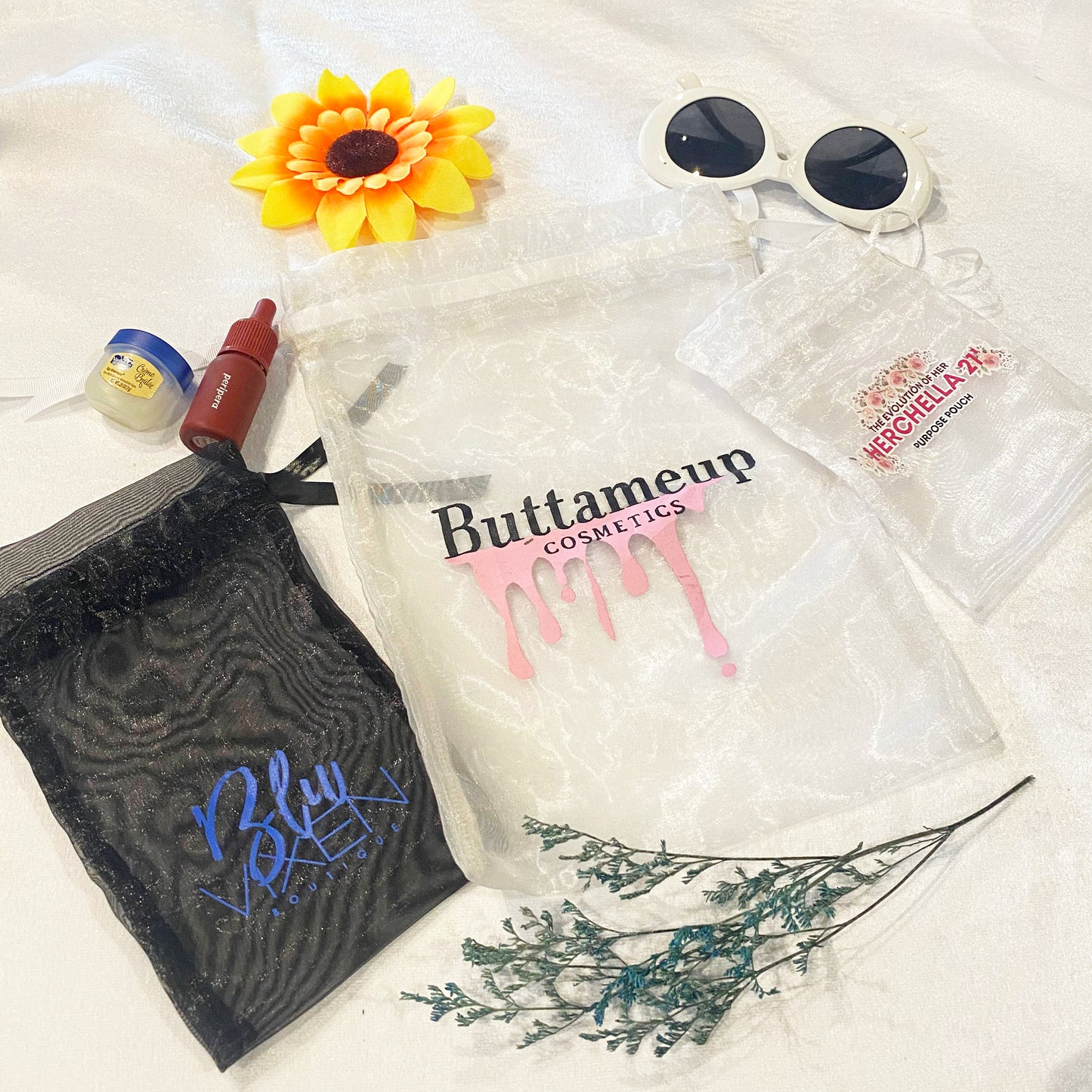 Organza Bags bulk 5 x 7 inch (12.5x18 cm) Custom Printed with your logo for Wedding Guest favor Gift bags, Cosmetic bag, Goodie pouch