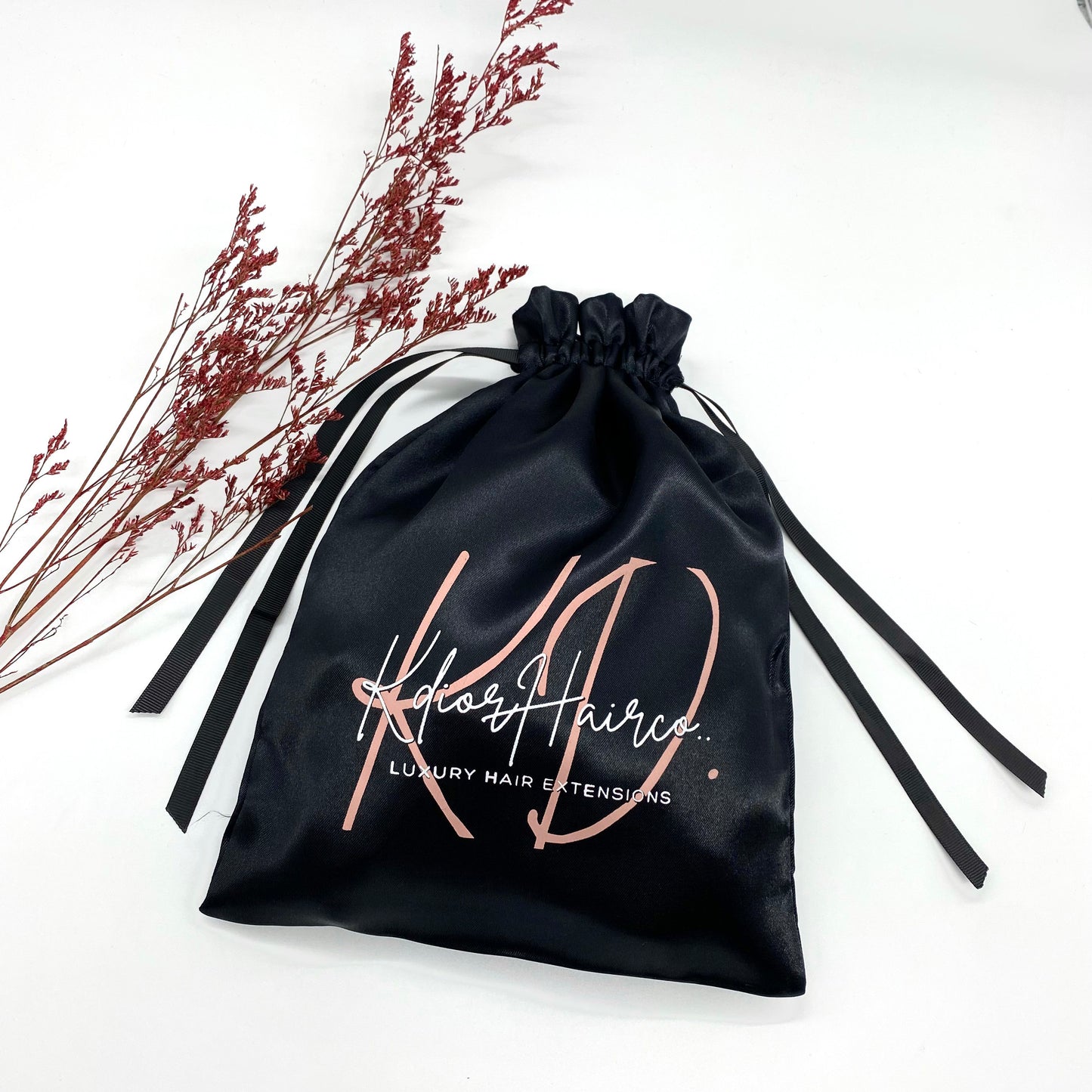 Custom Satin Hair bag Bulk size 22x30 cm, Custom Logo Wig Packaging Drawstring Silk Bag Wholesale