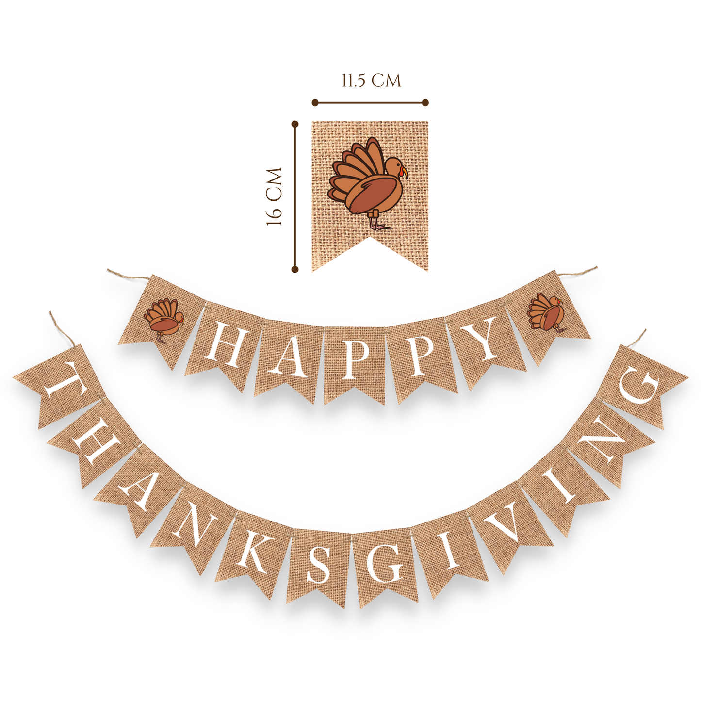 Happy Thanksgiving Turkey Garland Hessian Burlap Bunting for Thanksgiving fall Harvest Decoration