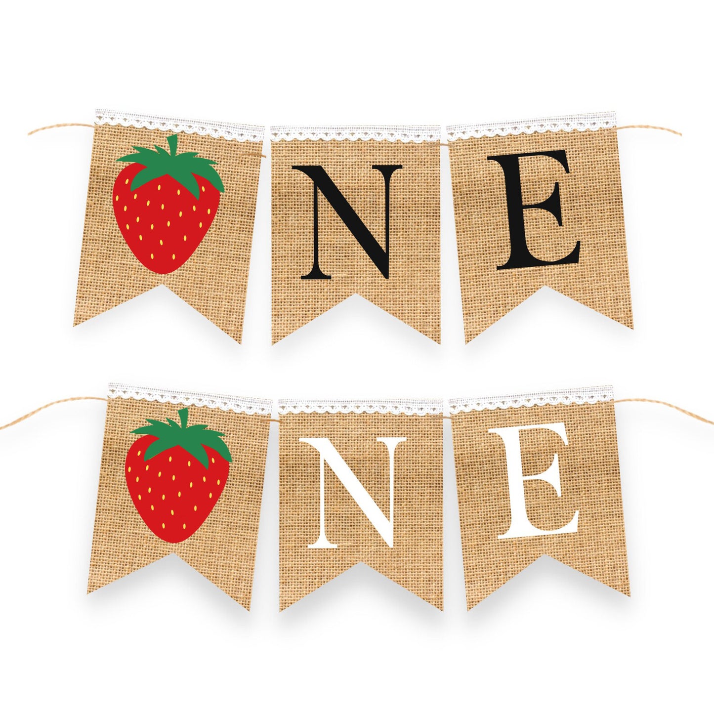 FIRST BIRTHDAY STRAWBERRY One Banner - Strawberry Theme High Chair Bunting 1st First Birthday Banner, Smash Cake Photo Prop backdrop garland